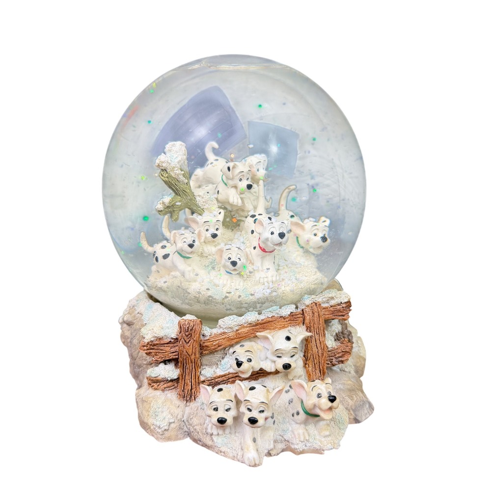 Disney Snow Globe 101 Dalmatians Musical Cruella De Vil Song, Vintage Clear Cute